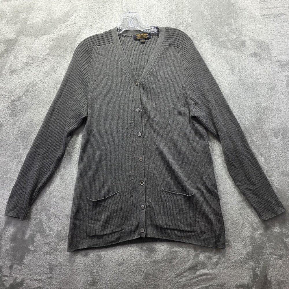 Brooks Brothers Sweater Mens Large Gray Merino Wool Cardigan Button Front